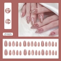 Roséfarbene Cat-Eye-Nägel zum Aufkleben mit Perlen und Strasssteinen, lange Mandelform - Eisiges Lila Katzenauge-Mandel-Stil (Z1025) / Kleber-Typ