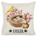 Easter decorative pillow cover in beige linen with a watercolor truck and bunny design - Zl2002064-11 / 45*45cm Cover Only