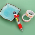 Mini Christmas 4-color ballpoint pen featuring a gray animal in a red stocking topper - Christmas Series 7-Grey Stocking