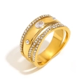 Anillo multicapa de acero inoxidable chapado en oro de 18K con circonitas blancas de lujo - US 6 / Anillo de Circonita Multicapa / Dorado