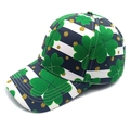 Detail der St. Patrick's Day Kappe mit grünem Kleeblatt und Goldpunkten auf blauen Streifen - M (56-58cm) / Blau Weiße Streifen mit Grünem Kleeblatt Goldglitzer (4#)