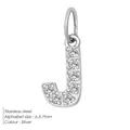 Silver stainless steel letter J pendant with zircon stones for DIY jewelry making - Letter J(ZP39269) / Steel
