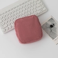 Square corduroy cosmetic storage bag in mauve pink color with durable zipper - Rose Pink