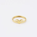 Macro shot of 18k gold plated stainless steel open ring with zodiac geometric pattern - Adjustable Open Gold / Aries