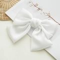 Elegant white satin double-layer bow hair clip on a minimalist natural background - Spring Clips / White