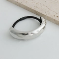 Minimalist silver metal chain hair tie with textured hammer finish for ponytails - Silver Textured Narrow Hair Rope