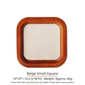 Solid walnut wood jewelry display tray with beige lining for rings and studs 10x10cm - Beige 10*10cm Solid Wood Tray