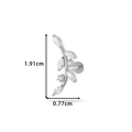Silver leaf cartilage stud with marquise cubic zirconia stones measuring 1.91cm by 0.77cm - Long Leaf Branch Style (0167-12#) / Silver
