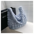 Grand sac cabas nuage matelassé bleu clair avec bandoulière bouffante pour femme - Grand / Bleu clair