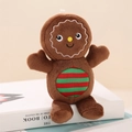 Detailed view of gingerbread man plush doll with white wavy stitching and striped fabric - Striped Gingerbread Man Pendant