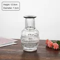 Vintage embossed glass vase with diamond pattern, 12.8cm height for home decor - Small Pagoda