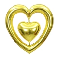 Golden double heart-shaped aluminum foil balloon for romantic Valentine's Day decor - Heart-to-Heart / Gold