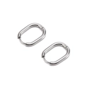 Orecchini a cerchio ovali in acciaio inossidabile argento con chiusura a scomparsa - 2.5*16*21mm / Argento