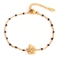 Golden stainless steel chain bracelet with black beads and house charm for women - Gold House - Black Beads