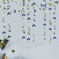 Ghirlanda di foglie in carta oro e blu per decorazione murale di matrimoni e compleanni - 4 Metri / Oro + Blu