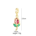 18k gold tulip pendant with pink and green gemstones, size 2.5cm by 1.0cm - D9027JH Flower