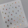 Self-adhesive 5D butterfly nail art sticker with colorful rhinestones, model TL-088 - Multicolor Rhinestone Cross Star (TL-088)