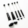 5-piece DIY beadable makeup brush set with black handles and gradient bristles - Black Handle