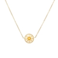Detailed macro view of the gold compass star pendant necklace with yellow center bead - Yellow Eight-pointed Star (N2814-GO-Y)