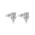 Elegant S925 sterling silver three-petal flower stud earrings with brilliant zircon stones - MME764-1 Silver Triangle Five Stones