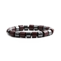 Handmade beaded bracelet with reddish brown jasper and metallic grey hematite cylinders - Brownish Red Cylindrical Bead Style (NSHB00317)
