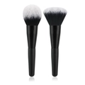 Set di pennelli da trucco neri e bianchi a forma di fiamma per cipria e fard - Set di 2 pennelli per cipria tutto nero