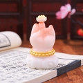 Pink and white resin hand statue with a small gold lotus on a cloud-shaped base - Lucky Lotus Hand (1223-1)