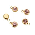 Golden stainless steel birthstone charm with pink rhinestone for DIY jewelry making - Gold Color-N(Pink)