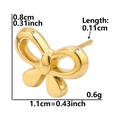 Detailed view of golden bow stud earring with dimensions showing 1.1cm width and 0.8cm height - Exquisite Butterfly Shape - Gold (D94-G)