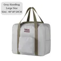 Large gray oxford folding travel bag with brown handles and red TRAVEL print, 48x38x20cm - Large / Gray