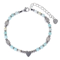 Bracciale di perline in pietra blu con ciondolo a cuore e chiusura in acciaio inossidabile - Bracciale in Amazonite