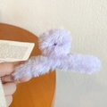 Plush purple faux fur large shark hair claw clip for women's autumn winter hairstyles - Light Purple Plush Hair Claw