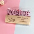 Pink metallic Happy Birthday alphabet candles in elegant retail packaging set - Pink