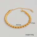 5.7mm wide gold-plated stainless steel box chain bracelet with 18+5cm adjustable length - C-1-13 Dense Tank/Box Chain