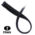 Single piece 22-inch black clip-in hair extension piece for long colorful styling - Black (2)
