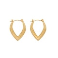Golden V-shaped stainless steel earrings with elegant horizontal ribbed texture finish - Horizontal Stripe V-Shape Style (7#)