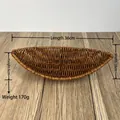 Brown boat-shaped plastic woven basket, 36cm length, ideal for bread or snacks - Leaf-Shaped Large / Dark Coffee