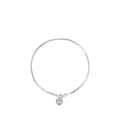 Minimalist s925 sterling silver snake chain bracelet with a single round bezel-set zircon - 925 Silver / 17cm