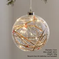 15cm glowing glass Christmas ball with LED lights, red berries and forest branches - Dry Branch Berry Style (A款)