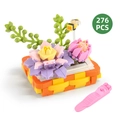 Purple and pink lotus building blocks set with flower basket and bee toy 276 PCS - Style 097B 276 Pieces