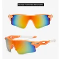 Outdoor sports cycling sunglasses featuring an orange frame and red mirrored lenses - Orange Red (Red Mirror)
