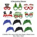 Christmas party set with 6 festive glasses and 6 non-woven hats in blue black and green - Christmas Set 6A (6 Glasses+6 Hats 30x40cm)