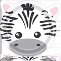 Piatto di carta a forma di zebra a strisce bianche e nere per festa a tema safari - Zebra / Set di Piatti Piccoli