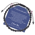 Détail du bracelet code Morse en pierre de lave avec carte de message pour petite-fille - À ma petite-fille