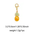Golden pineapple charm pendant with yellow enamel finish and lobster clasp detail - Pineapple (No. 2)