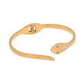 Gold snake bracelet with green stone eyes and diamond-like crystals in stainless steel - Snake Scale Style (2#)