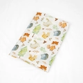 Bamboo cotton muslin swaddle blanket with forest animal print like fox and rabbit - Forest Zoo