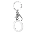 Polished stainless steel keychain with minimalist large letter O pendant in silver finish - Letter O / Steel