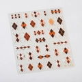 Autocollants à ongles motif losanges marron et orange avec détails dorés M-182 - M182 Or Argyle