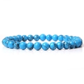 Handmade 6mm turquoise natural stone beaded bracelet with black veins for women - Blue Green Black Vein (FD6976) / 6mm/19cm
